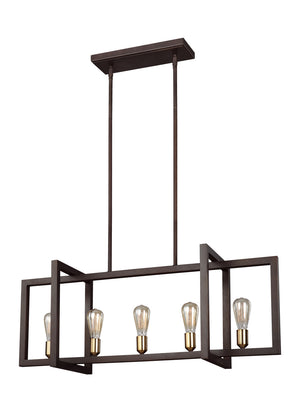 Visual Comfort Studio - F3147/5NWB - Five Light Island Chandelier - Finnegan - New World Bronze