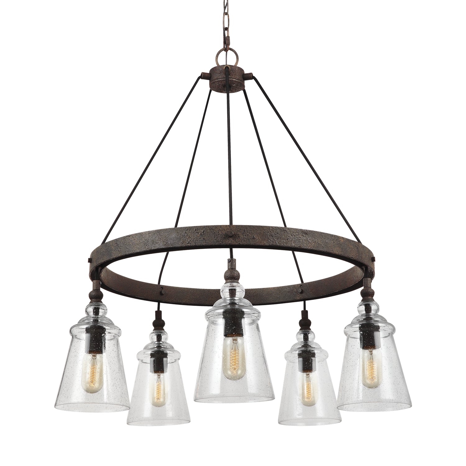 Generation Lighting. - F3169/5DWI - Five Light Chandelier - Loras - Dark Weathered Iron