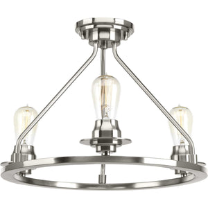 Progress Lighting - P350036-009 - Three Light Semi-Flush Convertible - Debut - Brushed Nickel