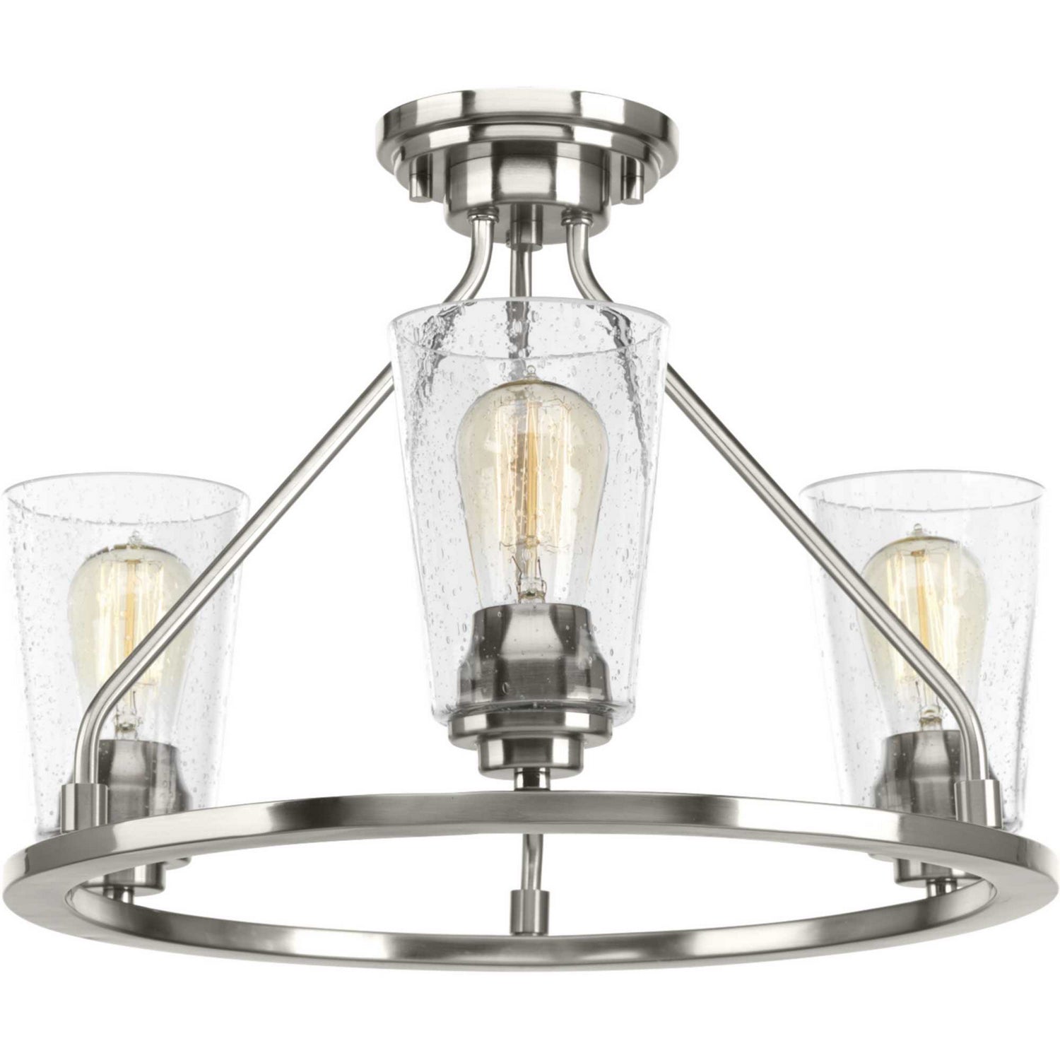 Progress Lighting - P350036-009 - Three Light Semi-Flush Convertible - Debut - Brushed Nickel