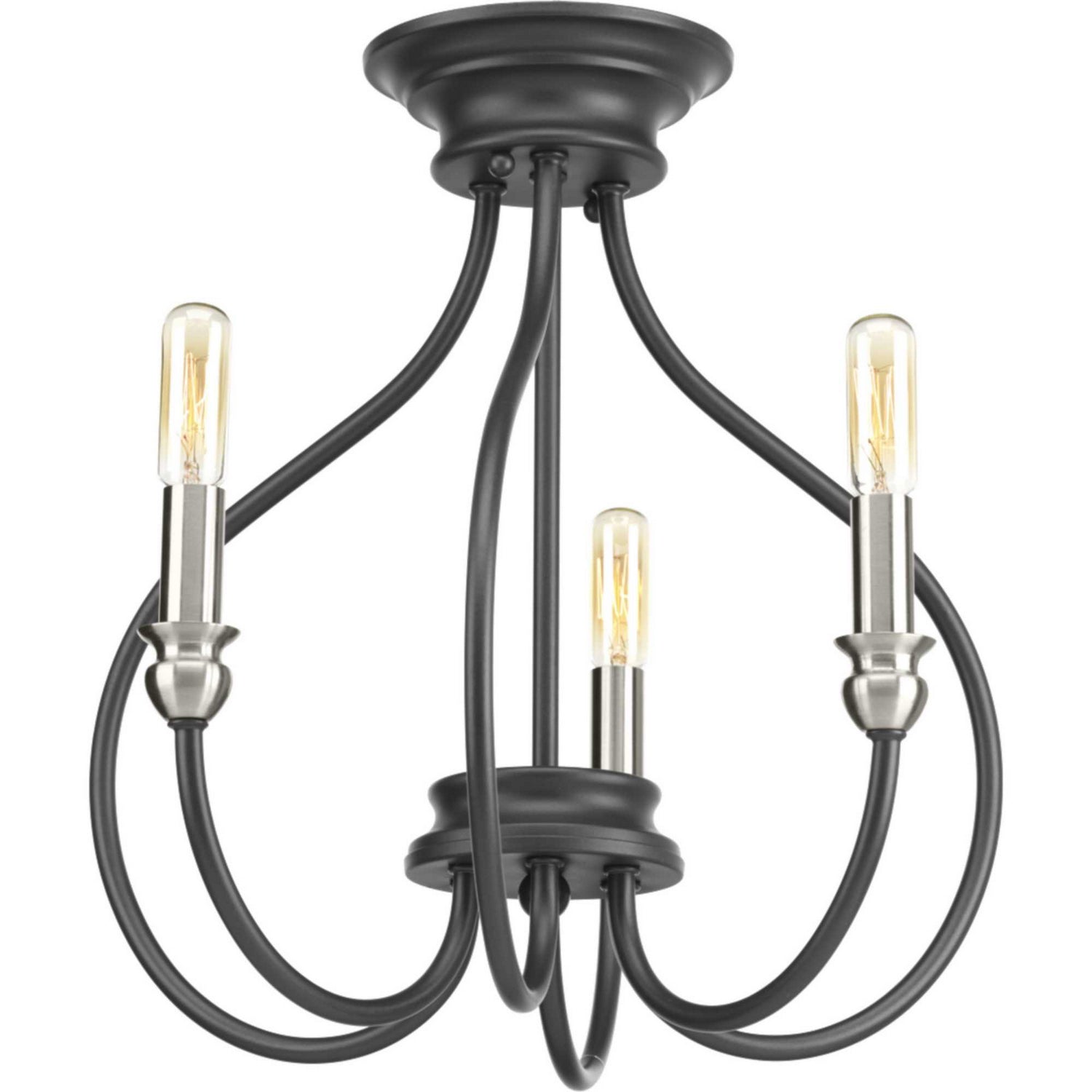 Progress Lighting - P350042-143 - Three Light Semi-Flush Convertible - Whisp - Graphite