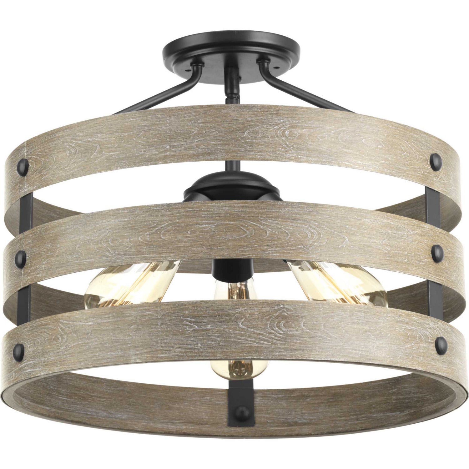 Progress Lighting - P350049-143 - Three Light Semi-Flush Convertible - Gulliver - Graphite