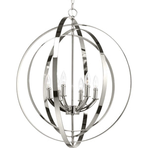 Progress Lighting - P3889-104 - Six Light Pendant - Equinox - Polished Nickel