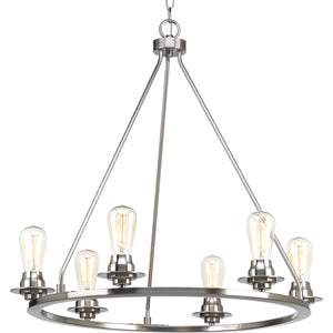 Progress Lighting - P400015-009 - Six Light Chandelier - Debut - Brushed Nickel