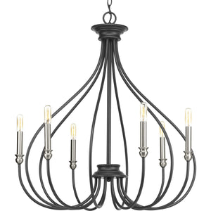 Progress Lighting - P400030-143 - Six Light Chandelier - Whisp - Graphite