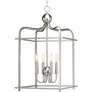 Progress Lighting - P500036-009 - Four Light Foyer Pendant - Assembly Hall - Brushed Nickel