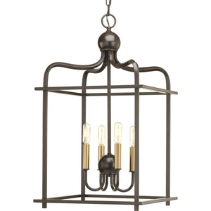 Progress Lighting - P500036-020 - Four Light Foyer Pendant - Assembly Hall - Antique Bronze