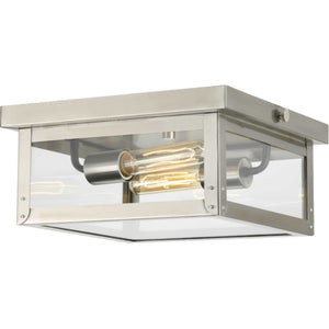 Progress Lighting - P550007-135 - Two Light Flush Mount - Union Square - Stainless Steel