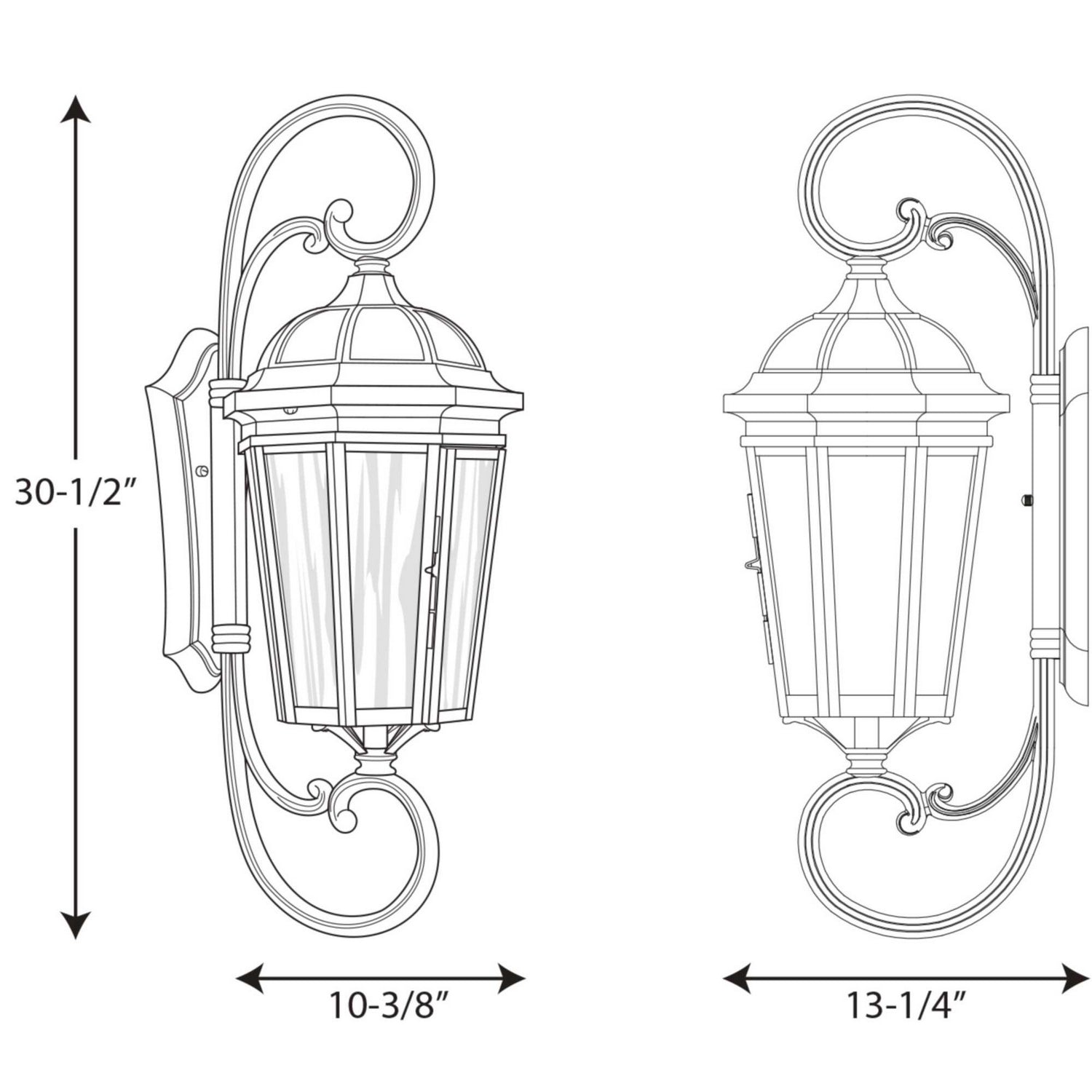 Progress Lighting - P560017-031 - Three Light Large Wall Lantern - Verdae - Black