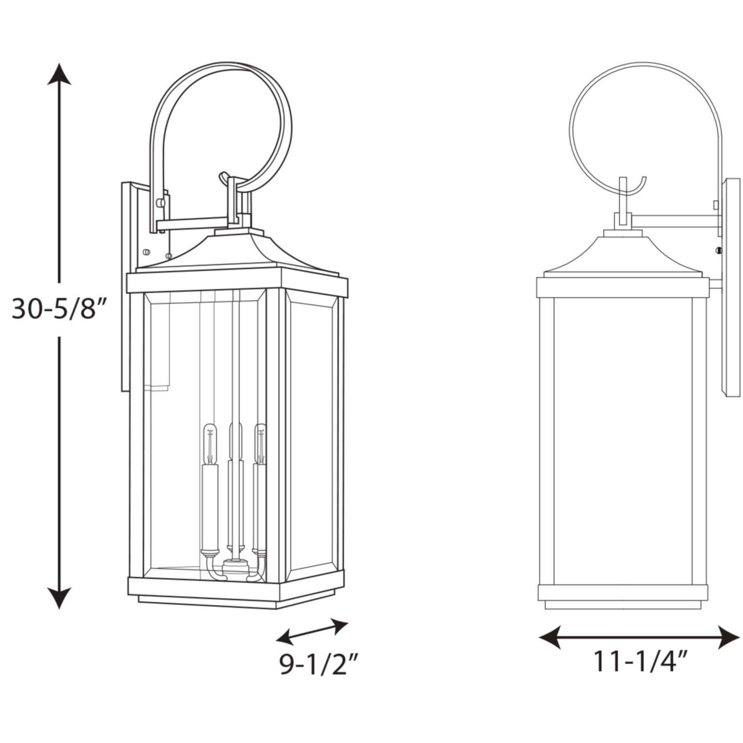 Progress Lighting - P560023-020 - Three Light Large Wall Lantern - Gibbes Street - Antique Bronze