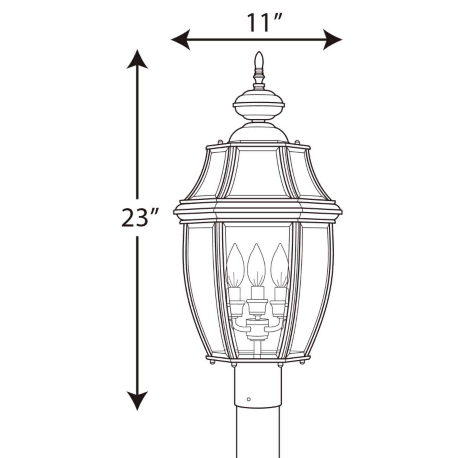 Progress Lighting - P6433-31 - Three Light Post Lantern - New Haven - Black