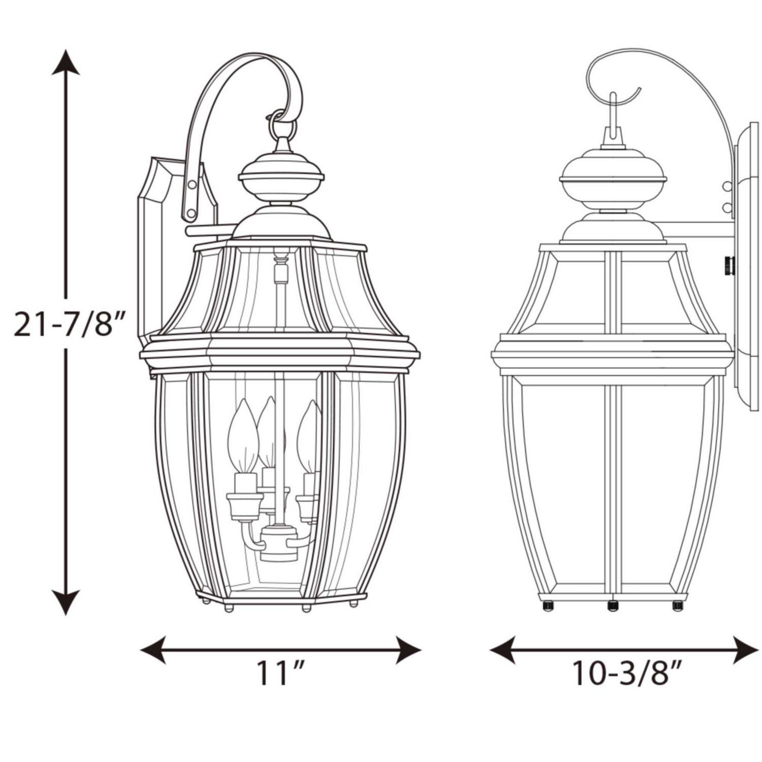 Progress Lighting - P6612-31 - Three Light Wall Lantern - New Haven - Black