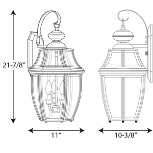 Progress Lighting - P6612-31 - Three Light Wall Lantern - New Haven - Black