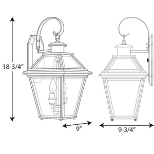 Progress Lighting - P6616-20 - Two Light Wall Lantern - Burlington - Antique Bronze