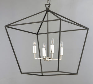 Maxim - 25155TXBPN - Four Light Chandelier - Abode - Textured Black / Polished Nickel