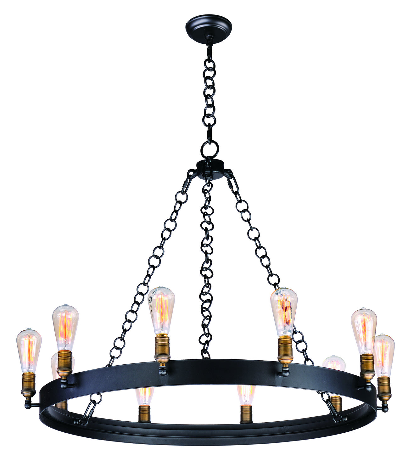 Maxim - 26275BKNAB - Ten Light Chandelier - Noble - Black / Natural Aged Brass