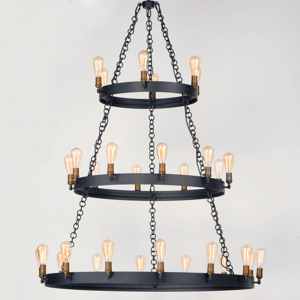 Maxim - 26278BKNAB - 30 Light Chandelier - Noble - Black / Natural Aged Brass