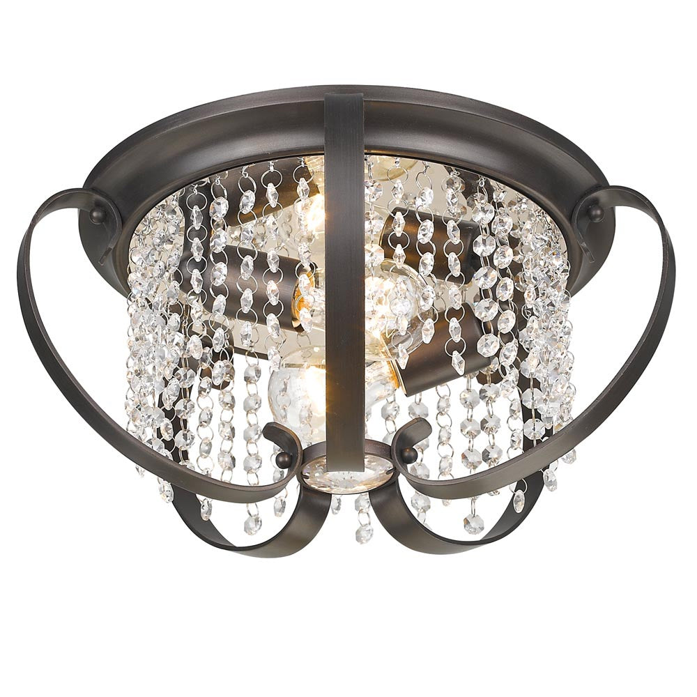 Golden - 1323-FM EBB - Two Light Flush Mount - Ella EBB - Brushed Etruscan Bronze