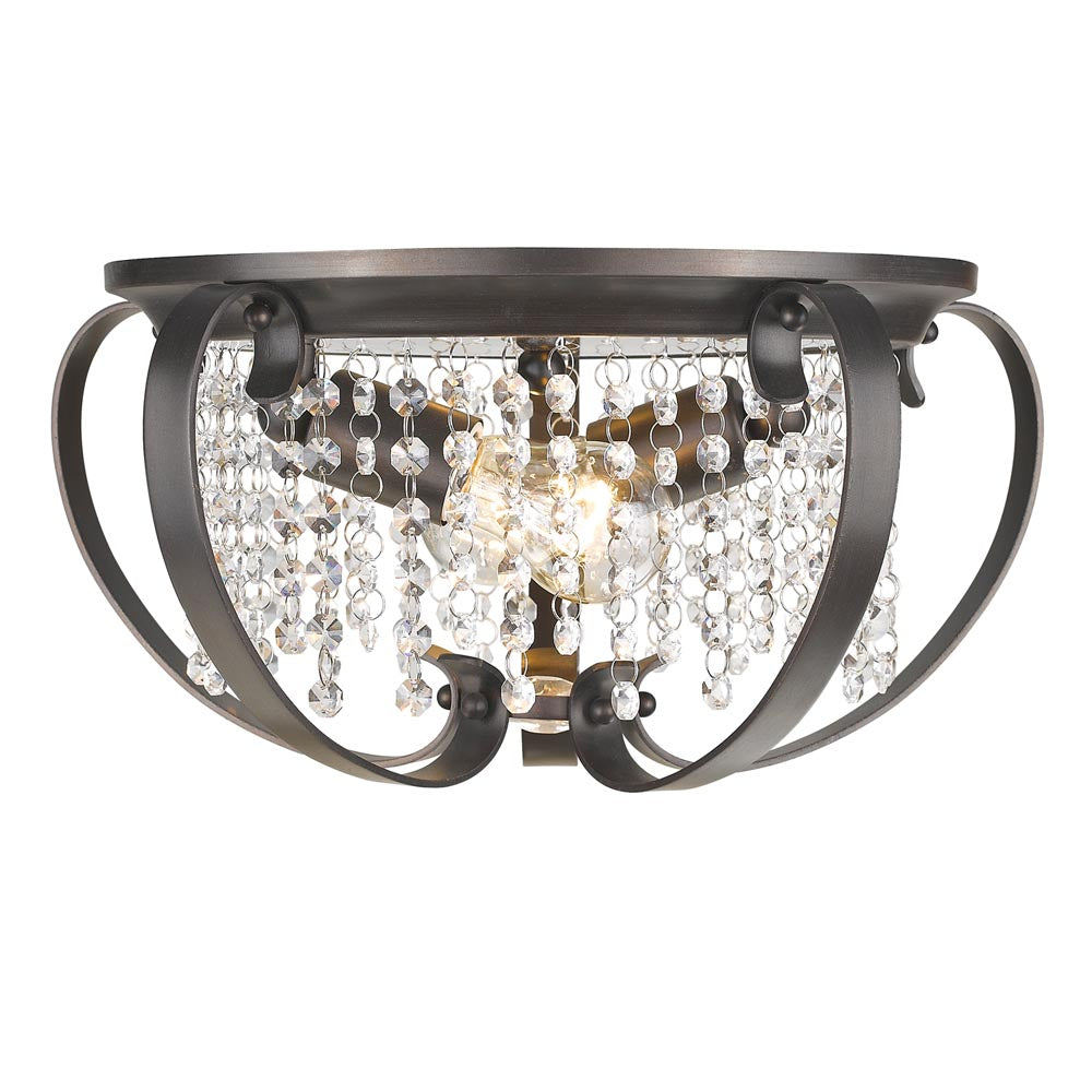 Golden - 1323-FM EBB - Two Light Flush Mount - Ella EBB - Brushed Etruscan Bronze