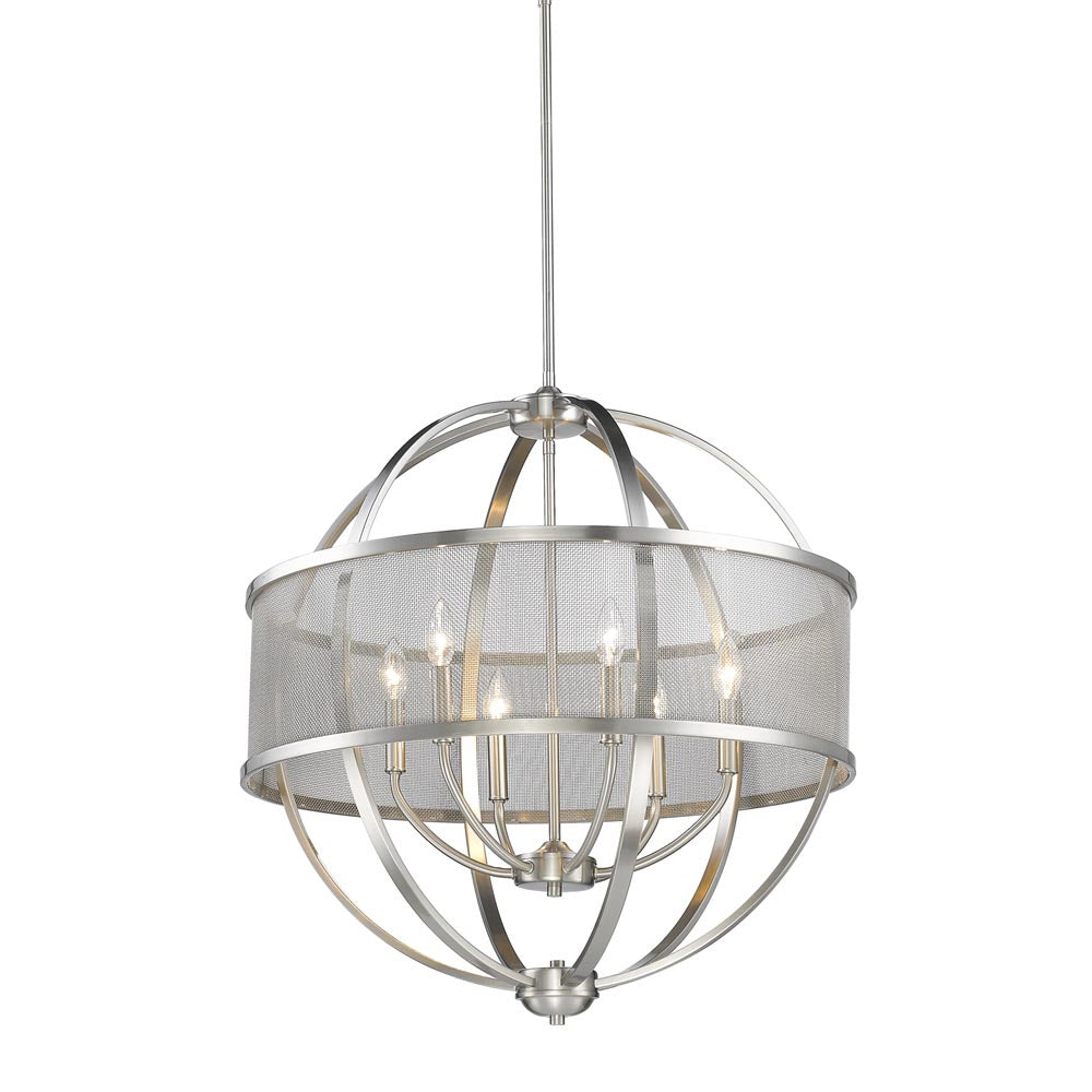 Golden - 3167-6 PW-PW - Six Light Chandelier - Colson PW - Pewter