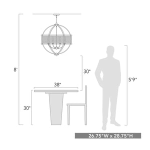 Golden - 3167-6 PW-PW - Six Light Chandelier - Colson PW - Pewter