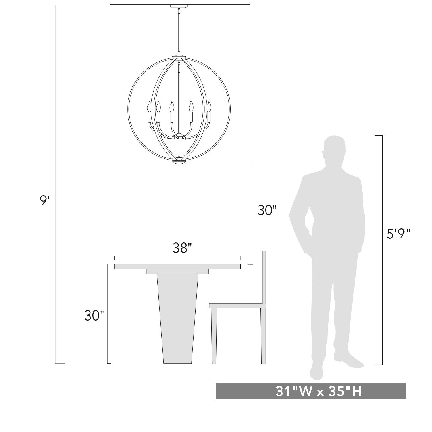 Golden - 3167-9 PW - Nine Light Chandelier - Colson PW - Pewter