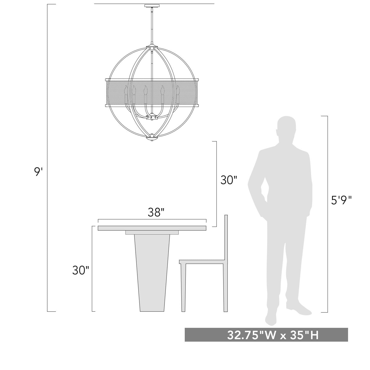 Golden - 3167-9 PW-PW - Nine Light Chandelier - Colson PW - Pewter