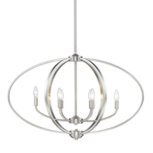 Golden - 3167-LP PW - Six Light Linear Pendant - Colson PW - Pewter