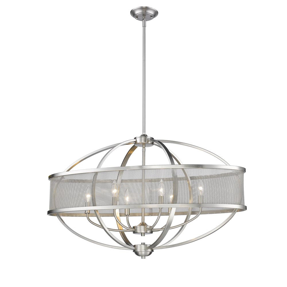 Golden - 3167-LP PW-PW - Six Light Linear Pendant - Colson PW - Pewter