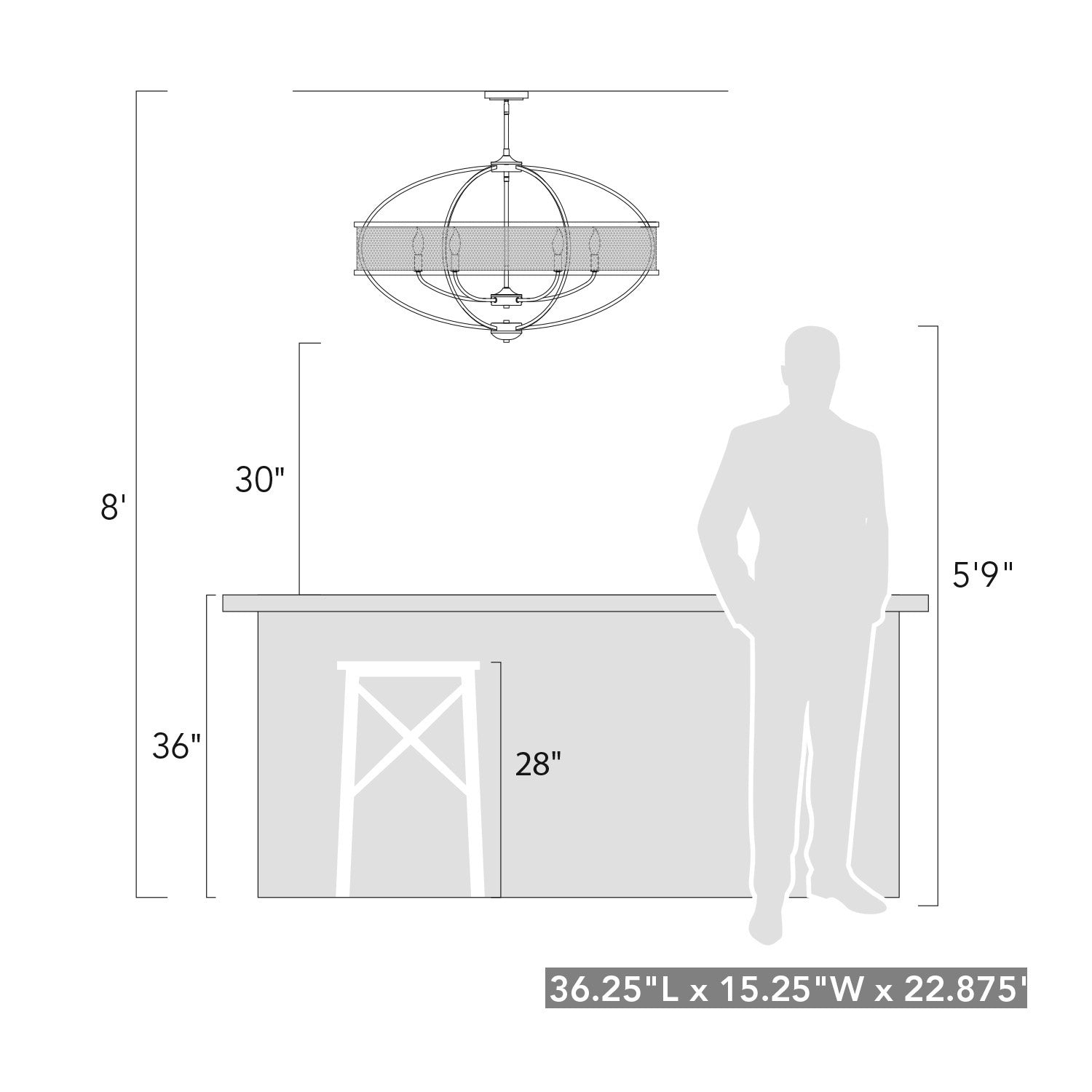 Golden - 3167-LP PW-PW - Six Light Linear Pendant - Colson PW - Pewter