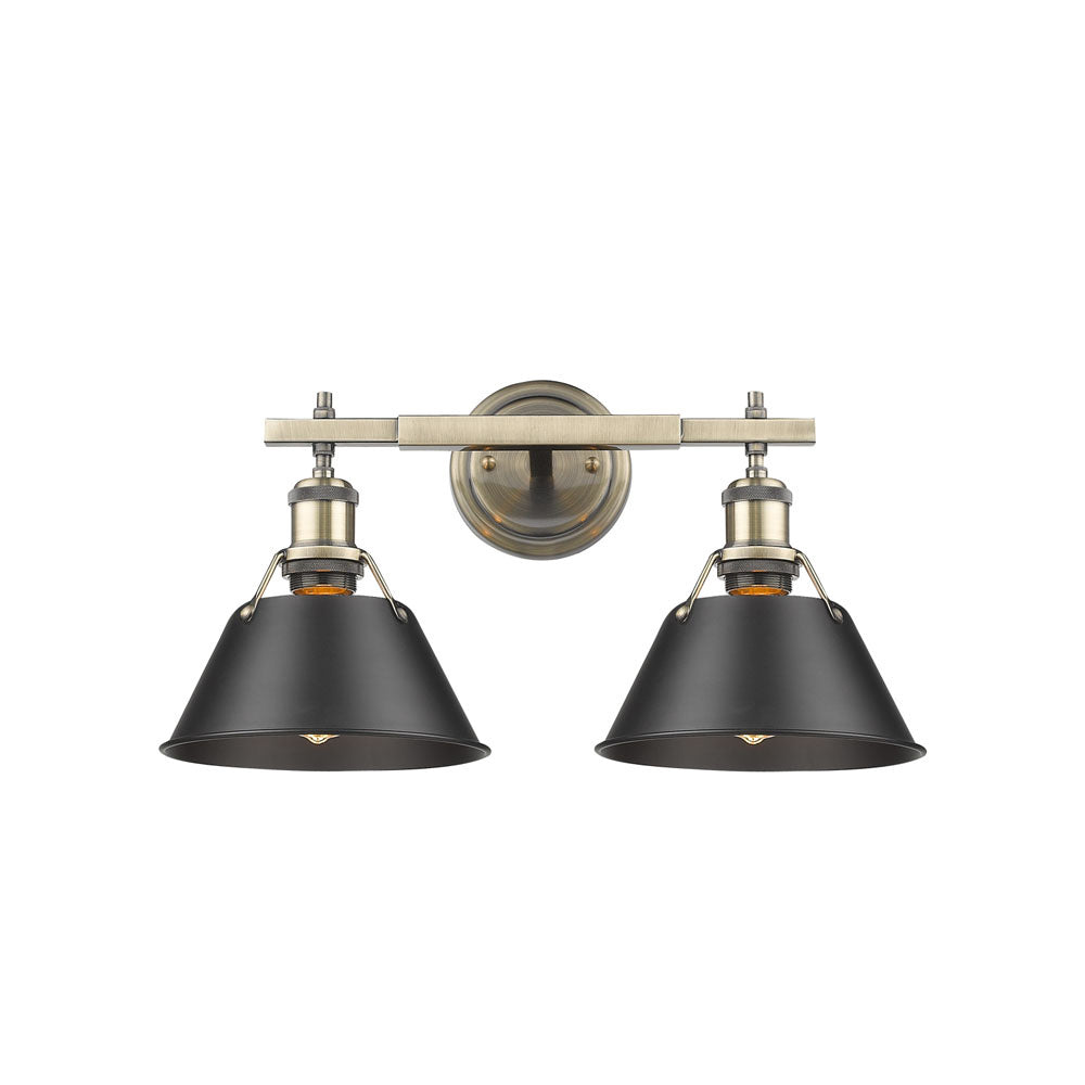 Golden - 3306-BA2 AB-BLK - Two Light Bath Vanity - Orwell AB - Aged Brass