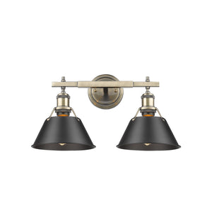 Golden - 3306-BA2 AB-BLK - Two Light Bath Vanity - Orwell AB - Aged Brass