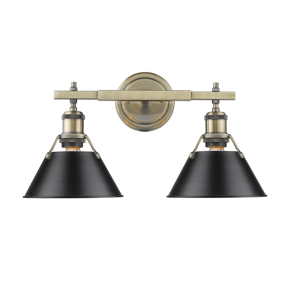 Golden - 3306-BA2 AB-BLK - Two Light Bath Vanity - Orwell AB - Aged Brass