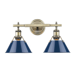 Golden - 3306-BA2 AB-NVY - Two Light Bath Vanity - Orwell AB - Aged Brass