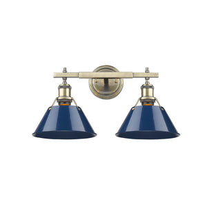 Golden - 3306-BA2 AB-NVY - Two Light Bath Vanity - Orwell AB - Aged Brass