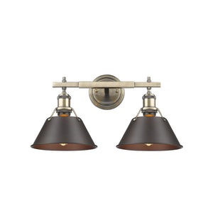 Golden - 3306-BA2 AB-RBZ - Two Light Bath Vanity - Orwell AB - Aged Brass