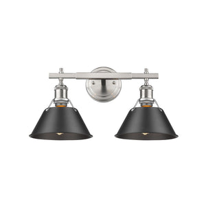 Golden - 3306-BA2 PW-BLK - Two Light Bath Vanity - Orwell PW - Pewter