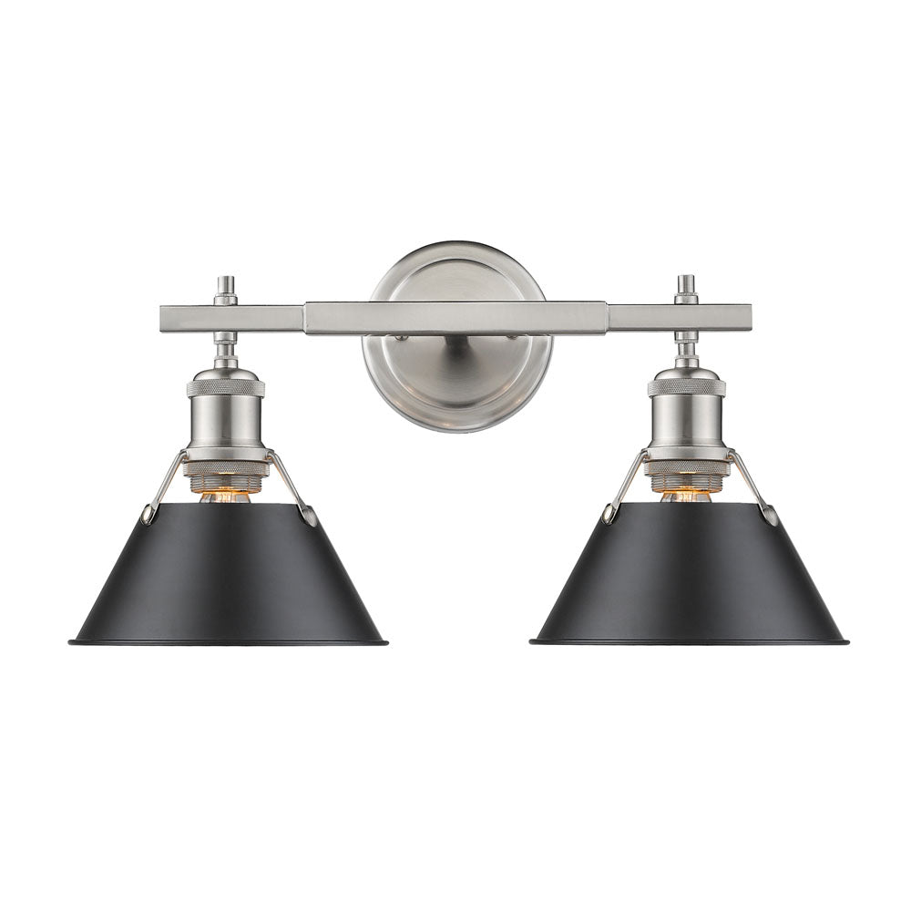 Golden - 3306-BA2 PW-BLK - Two Light Bath Vanity - Orwell PW - Pewter