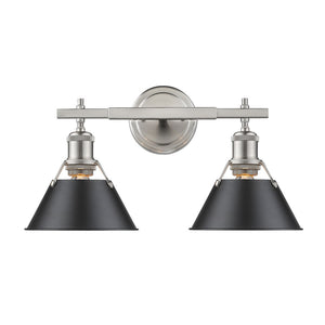 Golden - 3306-BA2 PW-BLK - Two Light Bath Vanity - Orwell PW - Pewter