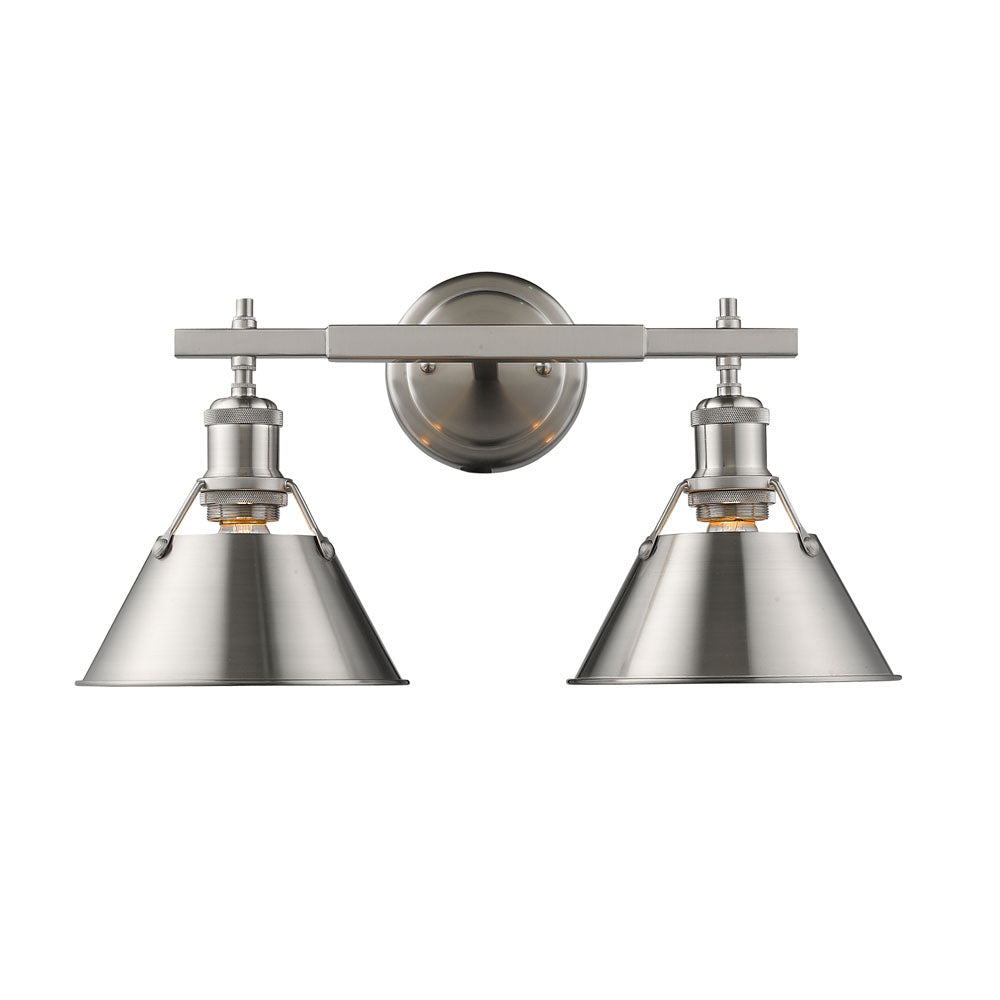 Golden - 3306-BA2 PW-PW - Two Light Bath Vanity - Orwell PW - Pewter