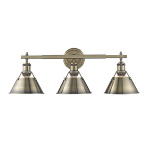 Golden - 3306-BA3 AB-AB - Three Light Bath Vanity - Orwell AB - Aged Brass