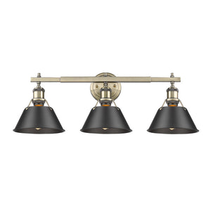 Golden - 3306-BA3 AB-BLK - Three Light Bath Vanity - Orwell AB - Aged Brass