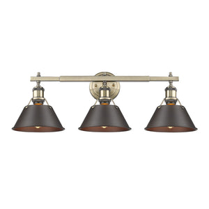 Golden - 3306-BA3 AB-RBZ - Three Light Bath Vanity - Orwell AB - Aged Brass