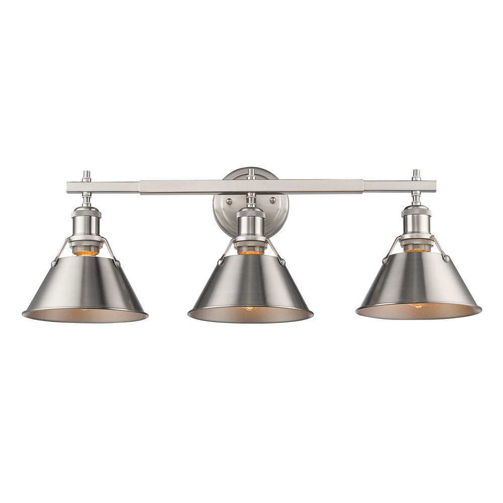 Golden - 3306-BA3 PW-PW - Three Light Bath Vanity - Orwell PW - Pewter