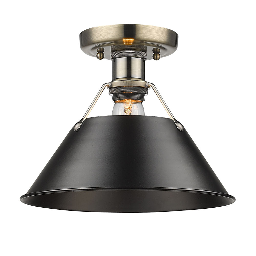 Golden - 3306-FM AB-BLK - One Light Flush Mount - Orwell AB - Aged Brass