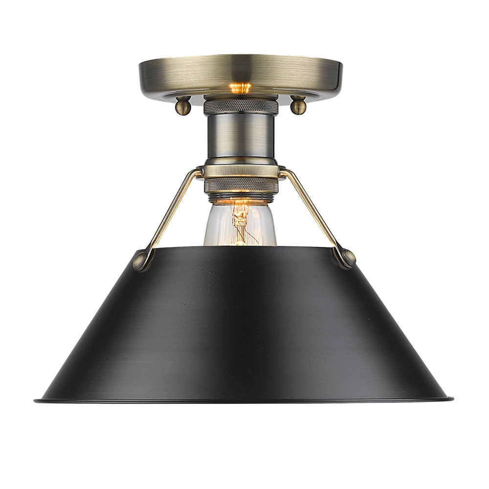 Golden - 3306-FM AB-BLK - One Light Flush Mount - Orwell AB - Aged Brass