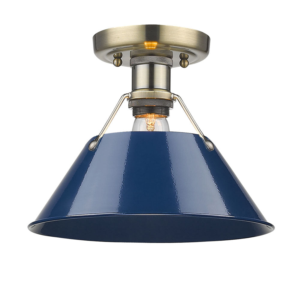 Golden - 3306-FM AB-NVY - One Light Flush Mount - Orwell AB - Aged Brass