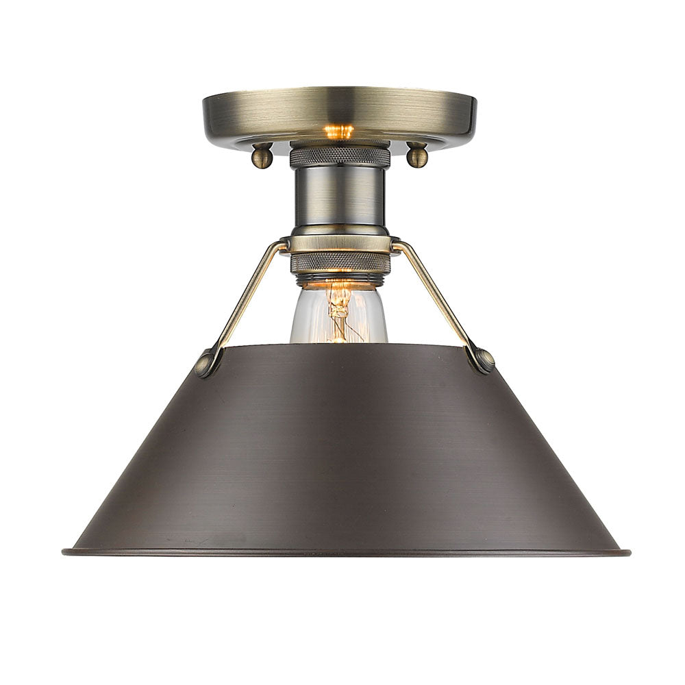 Golden - 3306-FM AB-RBZ - One Light Flush Mount - Orwell AB - Aged Brass