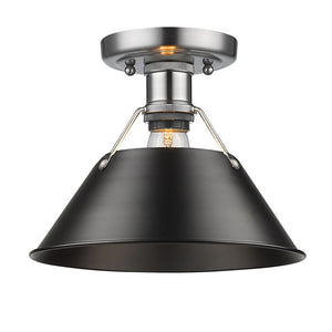 Golden - 3306-FM PW-BLK - One Light Flush Mount - Orwell PW - Pewter