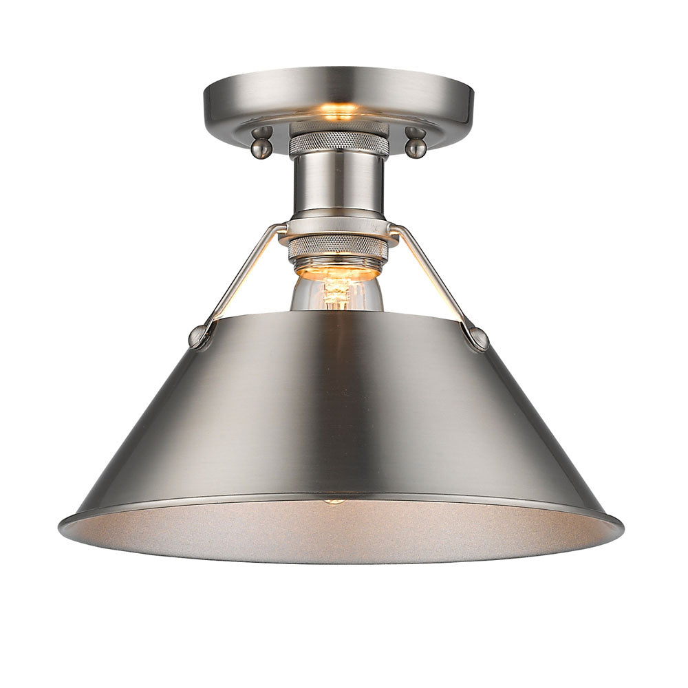 Golden - 3306-FM PW-PW - One Light Flush Mount - Orwell PW - Pewter